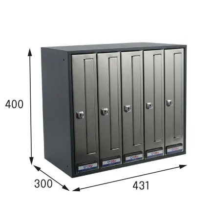 BUZON PRISMA FRONTAL G4 CUERPO ANTRACITA PUERTA INOXIDABLE SATINADO 400 x 440 x 500